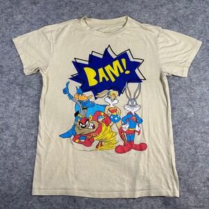 Looney Tunes Mens Tan Justice League Mashup Graphic T-Shirt Small